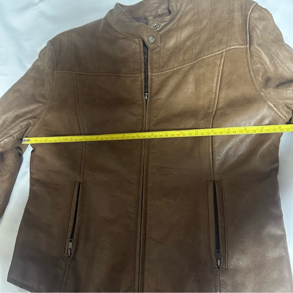 Juliano Celini Chic Brown Leather Jacket for Women size LG - Picture 8 of 16